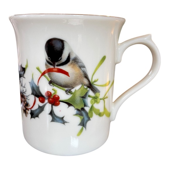 Vintage Lenox Winter Greetings Chickadee & Titmouse Bird Mug Gold Trim Porcelain - Picture 4 of 9